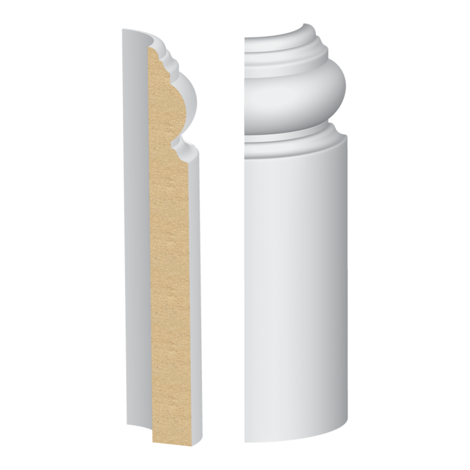 2568674181.png Bullnose Corner MDF Georgian Base 9/16 x 5-1/2" - Image 1