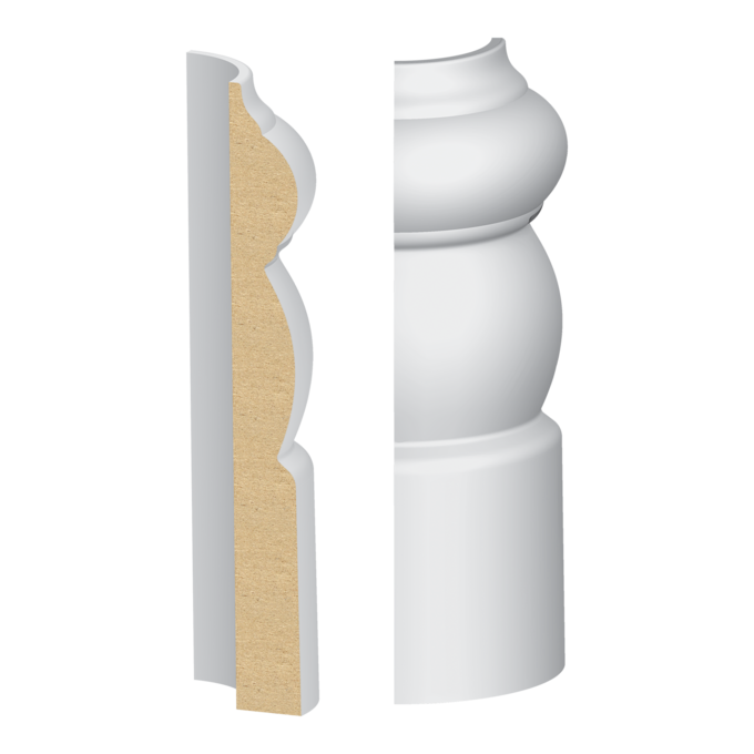 2583968413.png Bullnose Corner Mission MDF Baseboard 9/16" x 5" - Image 1