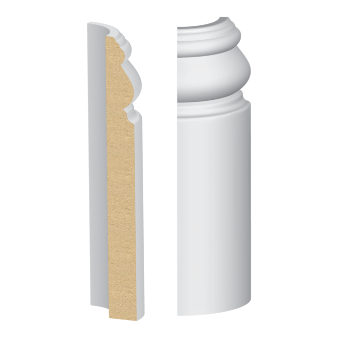 2583986381.png Bullnose Corner MDF Santa Fe Base 9/16 x 5-1/4" - Image 1